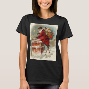 Vintage Christmas Victorian Saint Nicholas on Roof T-Shirt