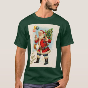 Vintage Christmas, Victorian Santa Claus Balloons T-Shirt