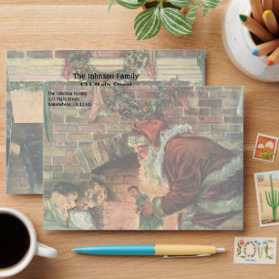 Vintage Christmas, Victorian Santa Claus Children Envelope