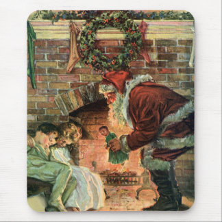 Vintage Christmas, Victorian Santa Claus Children Mouse Pad