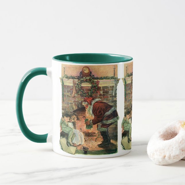 Vintage Christmas, Victorian Santa Claus Children Mug (With Donut)