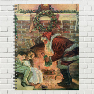 Vintage Christmas, Victorian Santa Claus Children Spiral Notebook