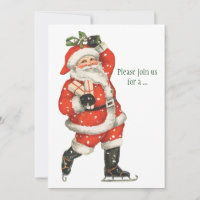 Vintage Christmas Victorian Santa Claus Ice Skater