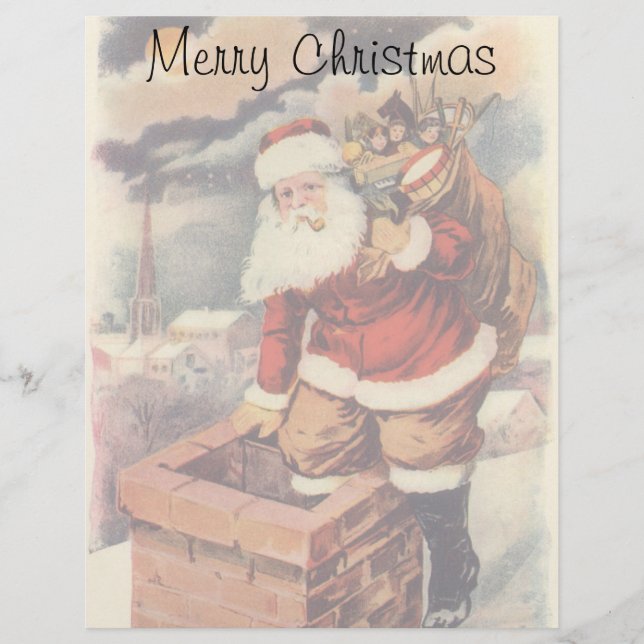 Vintage Christmas Victorian Santa Claus in Chimney (Front)