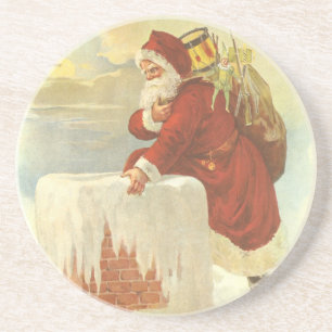 Vintage Christmas Victorian Santa Claus in Chimney Coaster