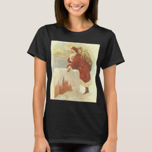 Vintage Christmas Victorian Santa Claus in Chimney T-Shirt