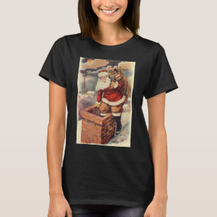 Vintage Christmas Victorian Santa Claus in Chimney T-Shirt