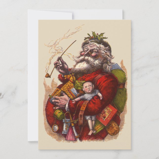 Vintage Christmas Victorian Santa Claus Invitation (Front)