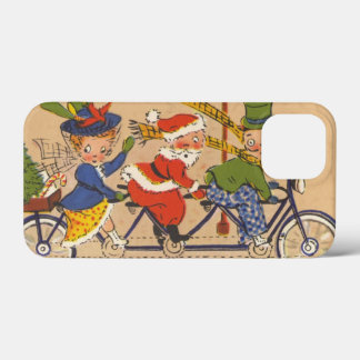 Vintage Christmas, Victorian Santa Claus on Bike iPhone 13 Mini Case