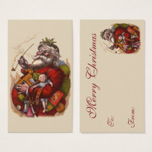 Vintage Christmas, Victorian Santa Claus Pipe Toys