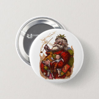 Vintage Christmas, Victorian Santa Claus Pipe Toys 6 Cm Round Badge
