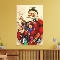 Vintage Christmas, Victorian Santa Claus Pipe Toys