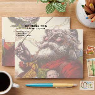 Vintage Christmas, Victorian Santa Claus Pipe Toys Envelope