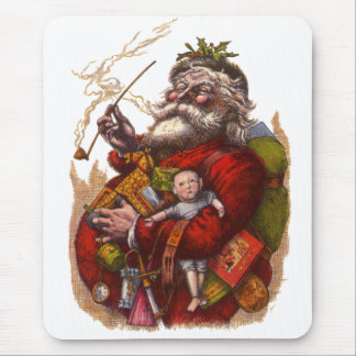 Vintage Christmas, Victorian Santa Claus Pipe Toys Mouse Pad