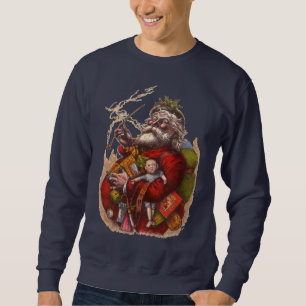 Vintage Christmas, Victorian Santa Claus Pipe Toys Sweatshirt