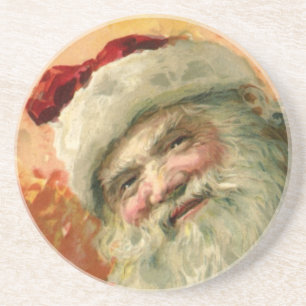 Vintage Christmas, Victorian Santa Claus Portrait Coaster