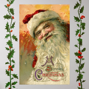Vintage Christmas, Victorian Santa Claus Portrait Poster