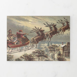 Vintage Christmas Victorian Santa Claus Tri-Fold Holiday Card