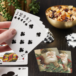 Vintage Christmas, Victorian Santa Claus with Pine Playing Cards