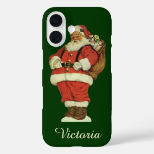 Vintage Christmas, Victorian Santa Claus with Toys iPhone 16 Case