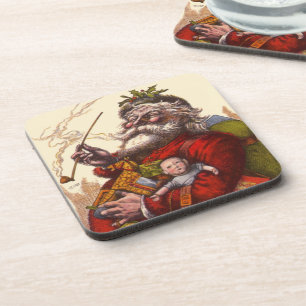 Vintage Christmas, Victorian Santa Claus With Toys Coaster