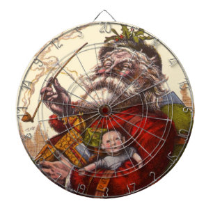 Vintage Christmas, Victorian Santa Claus With Toys Dartboard