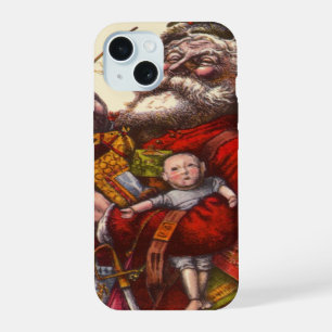 Vintage Christmas, Victorian Santa Claus With Toys iPhone 15 Case