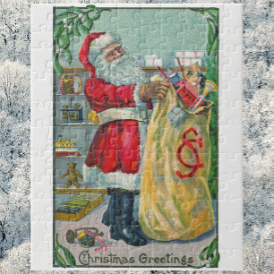 Vintage Christmas, Victorian Santa Claus with Toys Jigsaw Puzzle
