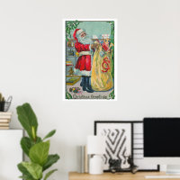 Vintage Christmas, Victorian Santa Claus with Toys