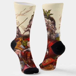 Vintage Christmas, Victorian Santa Claus With Toys Socks