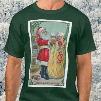 Vintage Christmas, Victorian Santa Claus with Toys T-Shirt