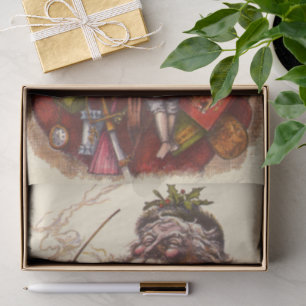 Vintage Christmas, Victorian Santa Claus With Toys Tissue Paper