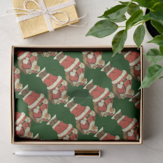 Vintage Christmas, Victorian Santa Claus with Toys Tissue Paper