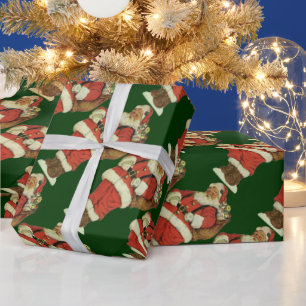 Vintage Christmas, Victorian Santa Claus with Toys Wrapping Paper