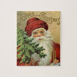 Vintage Christmas, Victorian Santa Claus with Tree Jigsaw Puzzle