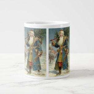 Vintage Christmas, Victorian Santa Claus with Tree Large Coffee Mug