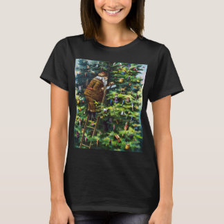 Vintage Christmas, Victorian Santa Claus with Tree T-Shirt