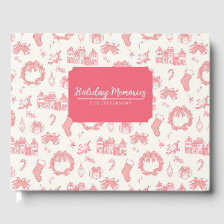 Vintage Christmas Village Personalise Holiday Card Guest Book