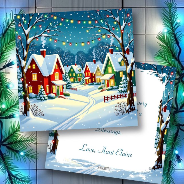 Vintage Christmas Village Personalised  Holiday Card (Creator Uploaded)