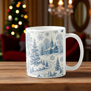 vintage Christmas Village Winter Scene Mug