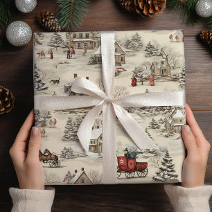 Vintage Christmas Village  Wrapping Paper