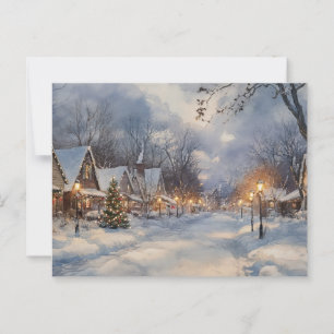 Vintage Christmas Watercolor Painting Postcard