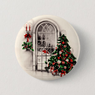 Vintage Christmas Window Button