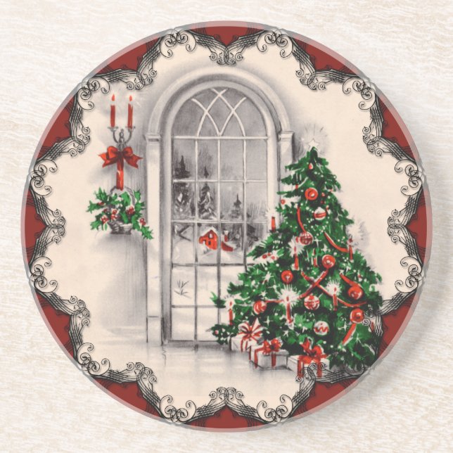 Vintage Christmas Window Coasters (Front)