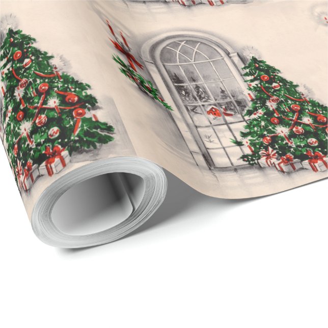 Vintage Christmas Window Wrapping Paper (Roll Corner)