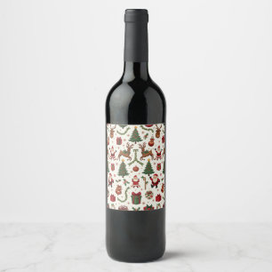 Vintage Christmas Wine Bottle Label 