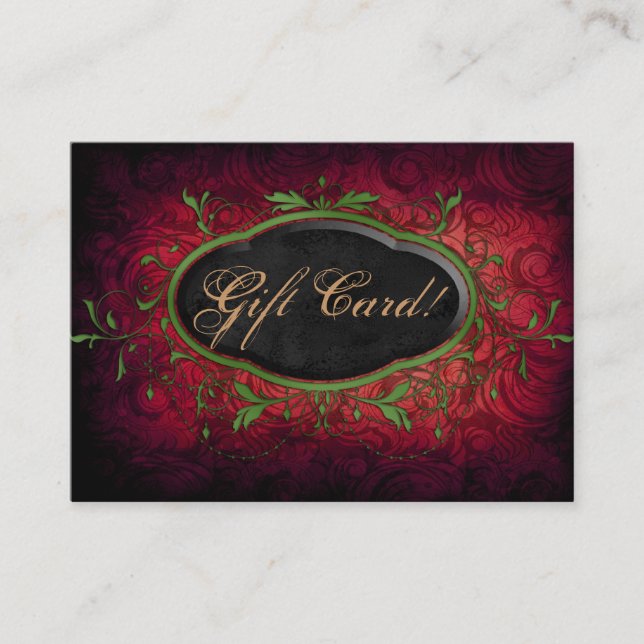 Vintage Christmas Wine Gift Certificate Leaves (Front)
