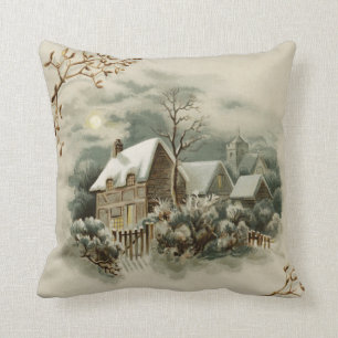Vintage Christmas Winter Country Pillow