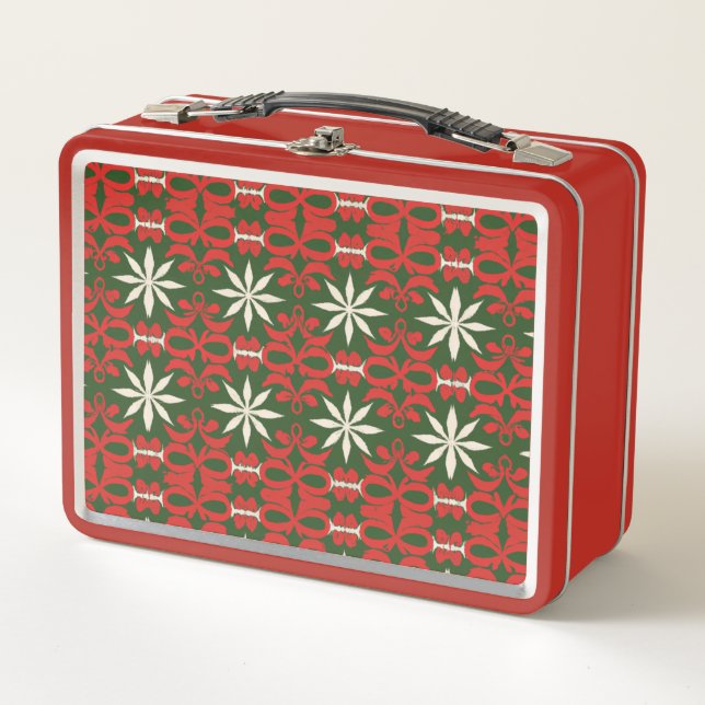 Vintage Christmas/winter patterned  Metal Lunch Box (Front)