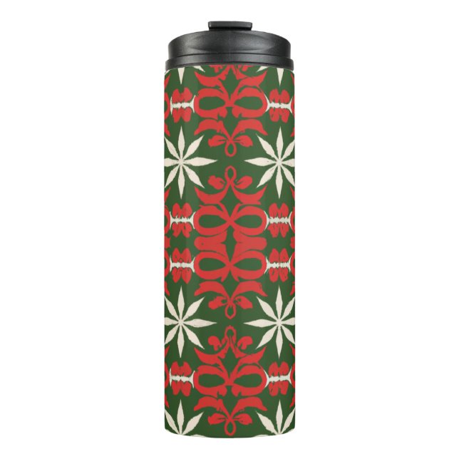 Vintage Christmas/winter patterned Thermal Tumbler (Front)